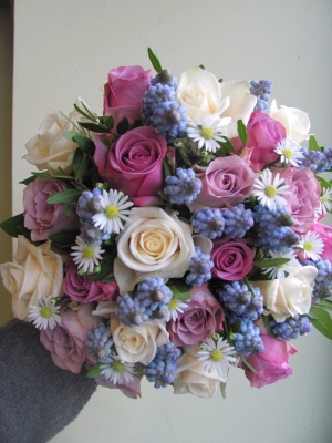 Roses, muscari and aster